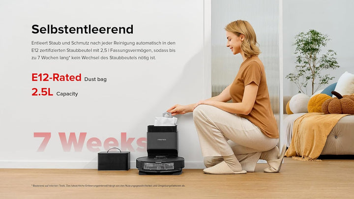 Roborock S8+ Saug- & Wischroboter mit Absaugstation (Saugleistung 6000Pa, 180min Akkulaufzeit, 350ml