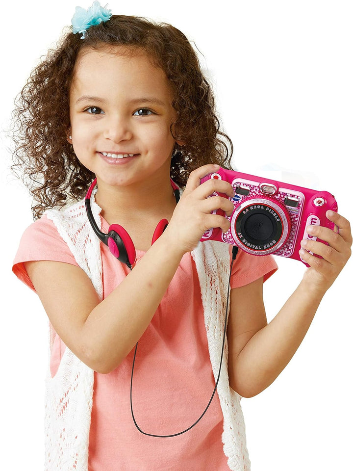 VTech KidiZoom Duo DX pink – Kinderkamera mit Selfie- und Videofunktion, Effekten, Spielen, Musikpla