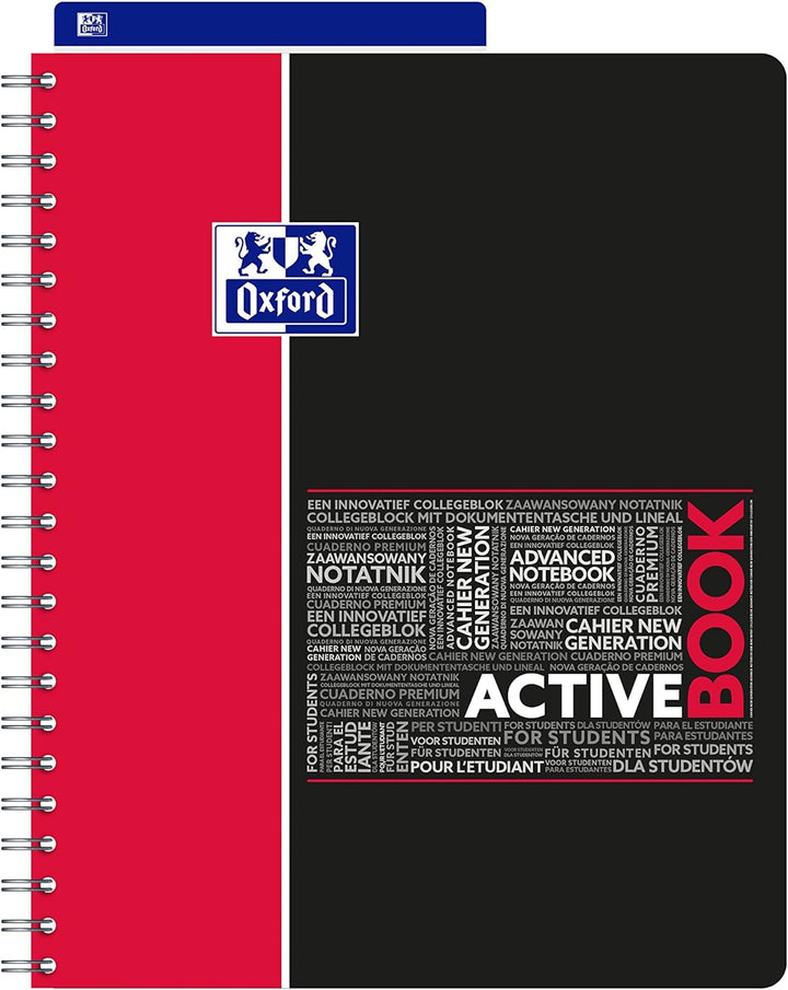 OXFORD 400019520 Activebook Studium 5er Pack mit 4 Farben Digitaler Collegeblock A4 kariert 80 Blatt