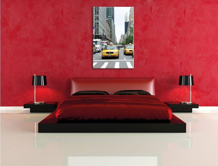 Pixxprint Taxi in New York City als Leinwandbild/Grösse: 100x70 / Wandbild/Kunstdruck/fertig bespann