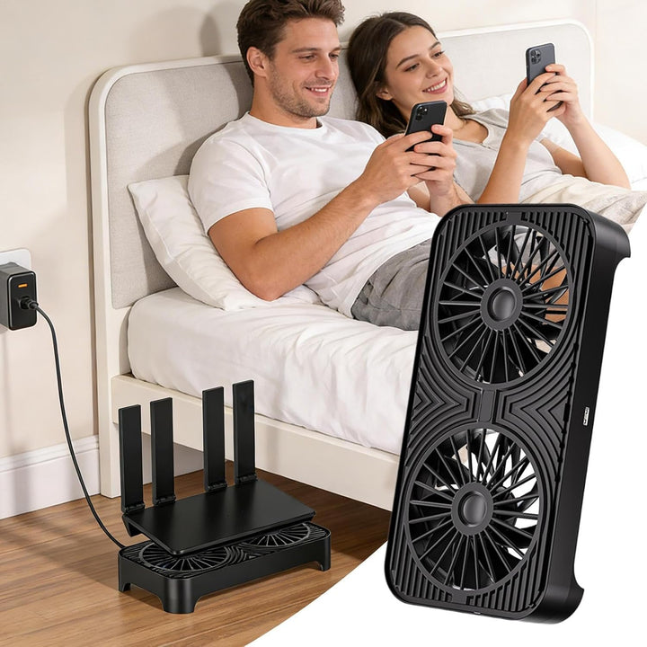 Router Cooling Fan, hock Absorbing Base, Wifi Radiator Cooler, Network Device Fan, Electronic Equipm