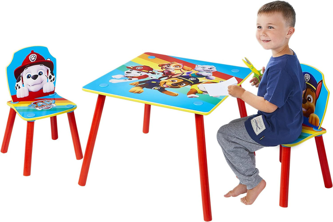 PAW PATROL - Set aus Tisch und 2 Stühlen für Kinder , 43.5cm x 63cm x 63cm, 52.5cm x 29.5cm x 29cm