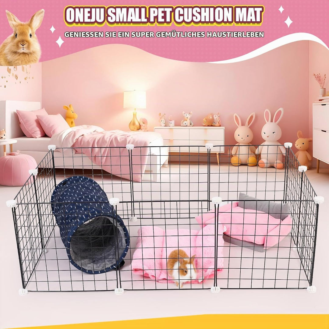 ONEJU Snuggle Bunny Bed, 43.5cm x 38cm Kaninchenbett mit Kissen, wendbare Kleintiermatte mit Zwei au