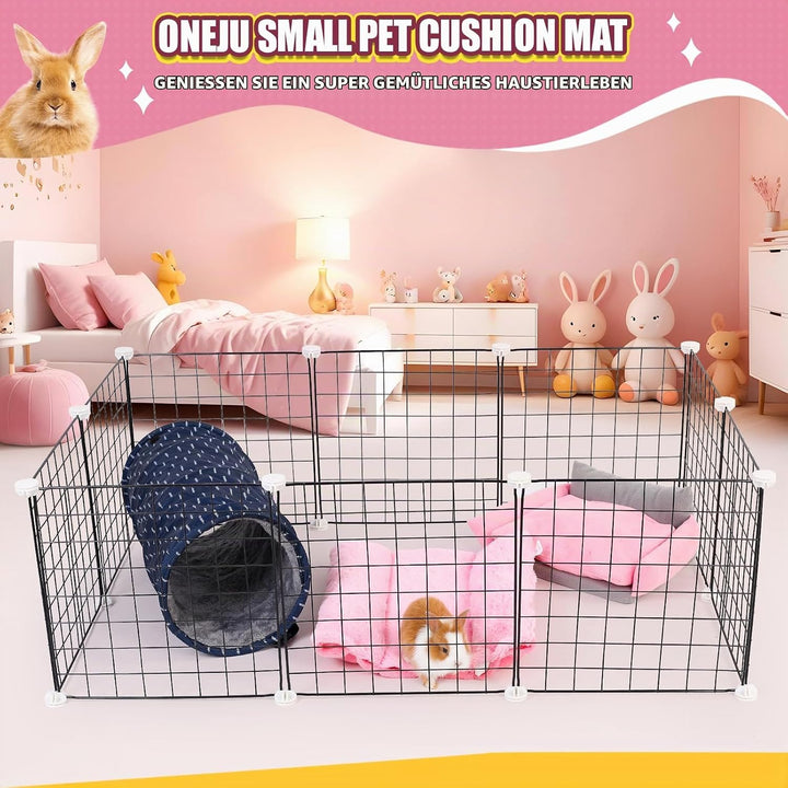 ONEJU Snuggle Bunny Bed, 43.5cm x 38cm Kaninchenbett mit Kissen, wendbare Kleintiermatte mit Zwei au