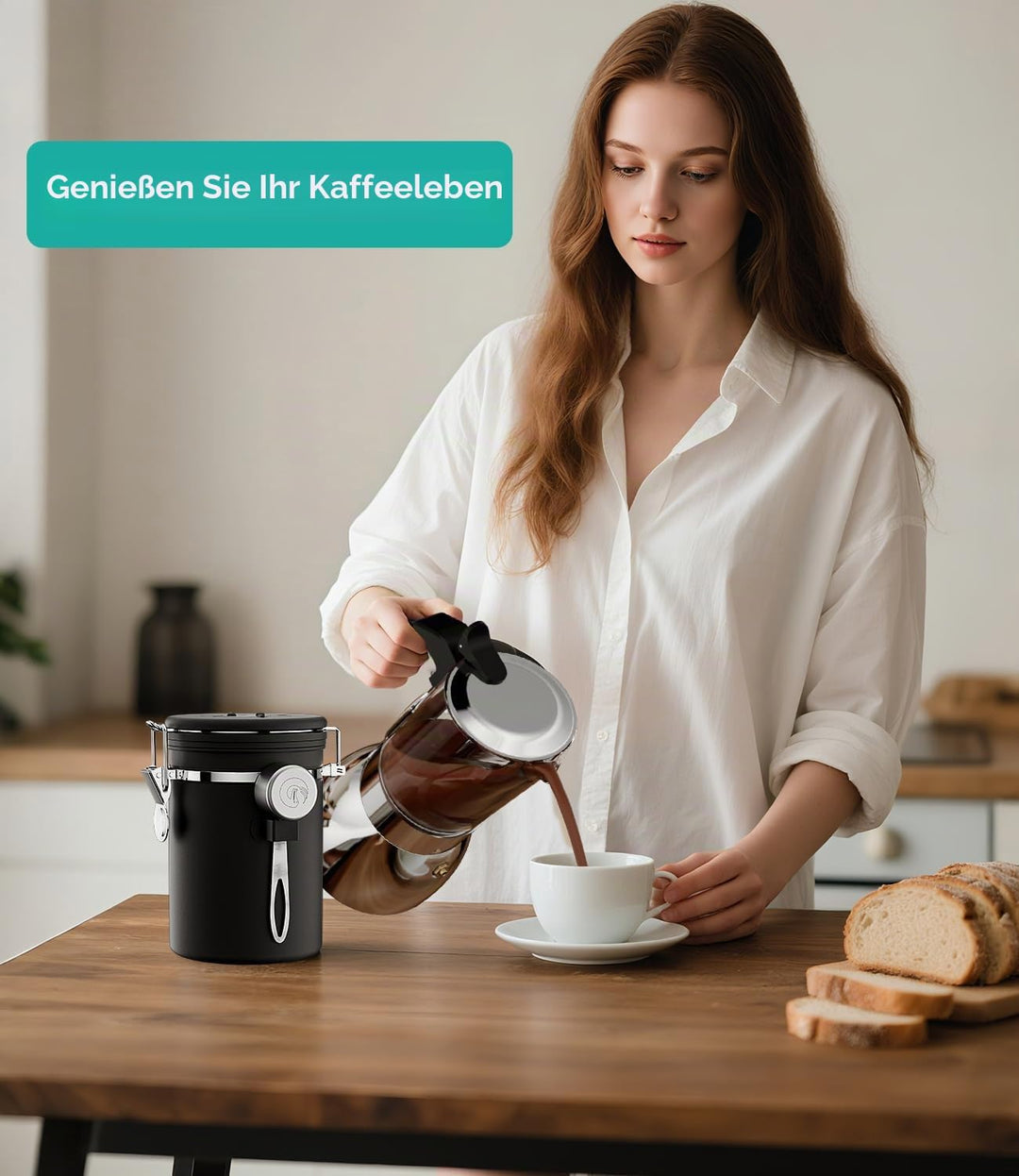 Coffee Gator Kaffeedose Edelstahl, Luftdicht Vorratsdose mit Deckel, Datum Tracker, CO2-Freigabevent