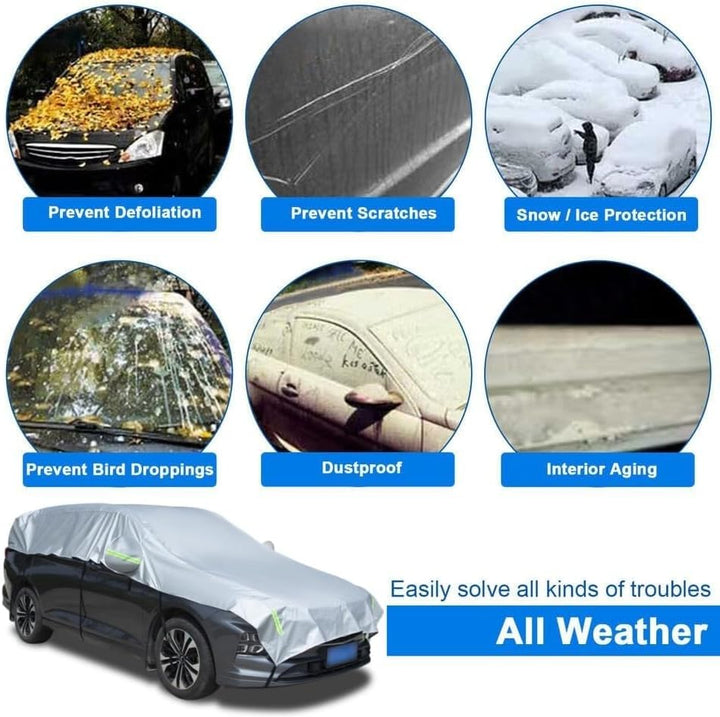 Halbgarage für Auto Windschutzscheibe Abdeckplane Winter, Halbe Autoabdeckung Universal Halbabdeckun