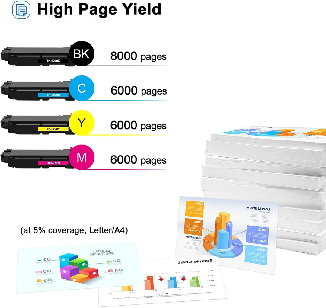 Toner Bank Kompatibel Tonerkartusche als Ersatz für Kyocera TK-5270 TK-5270K TK5270 ECOSYS P6230cdn