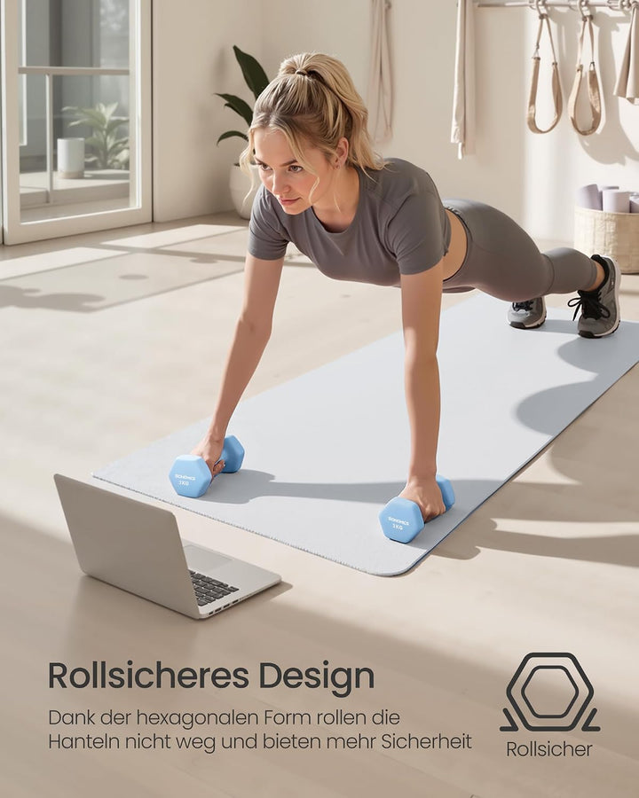 SONGMICS 2 Stück Hexagon Hanteln mit Neoprenbeschichtung für Krafttraining, Fitness, Zuhause 2 x 3 k