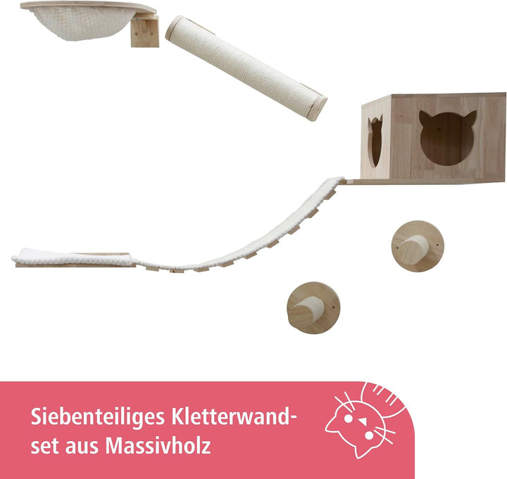 Kerbl Katzen Kletterwand Anden, Trittstufen Brett Säule Mulde Brücke Höhle 7-TLG