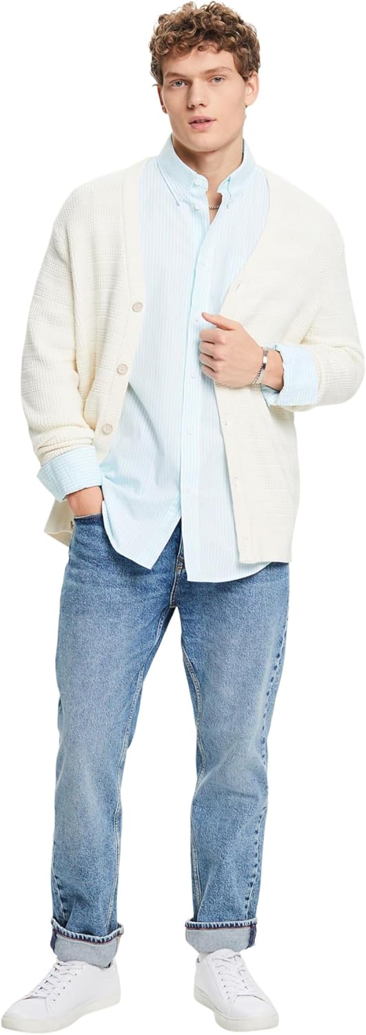 ESPRIT Herren Hemd L 390/Light Aqua Gre, L 390/Light Aqua Gre