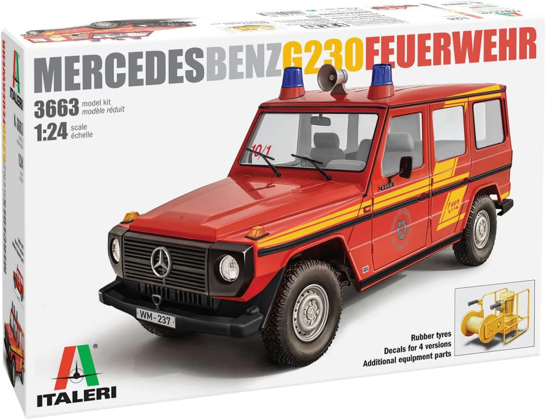 Italeri 3663 1:24 Mercedes-Benz G230 Feuerwehr-Modellbau, Bausatz, Standmodellbau, Basteln, Hobby, K