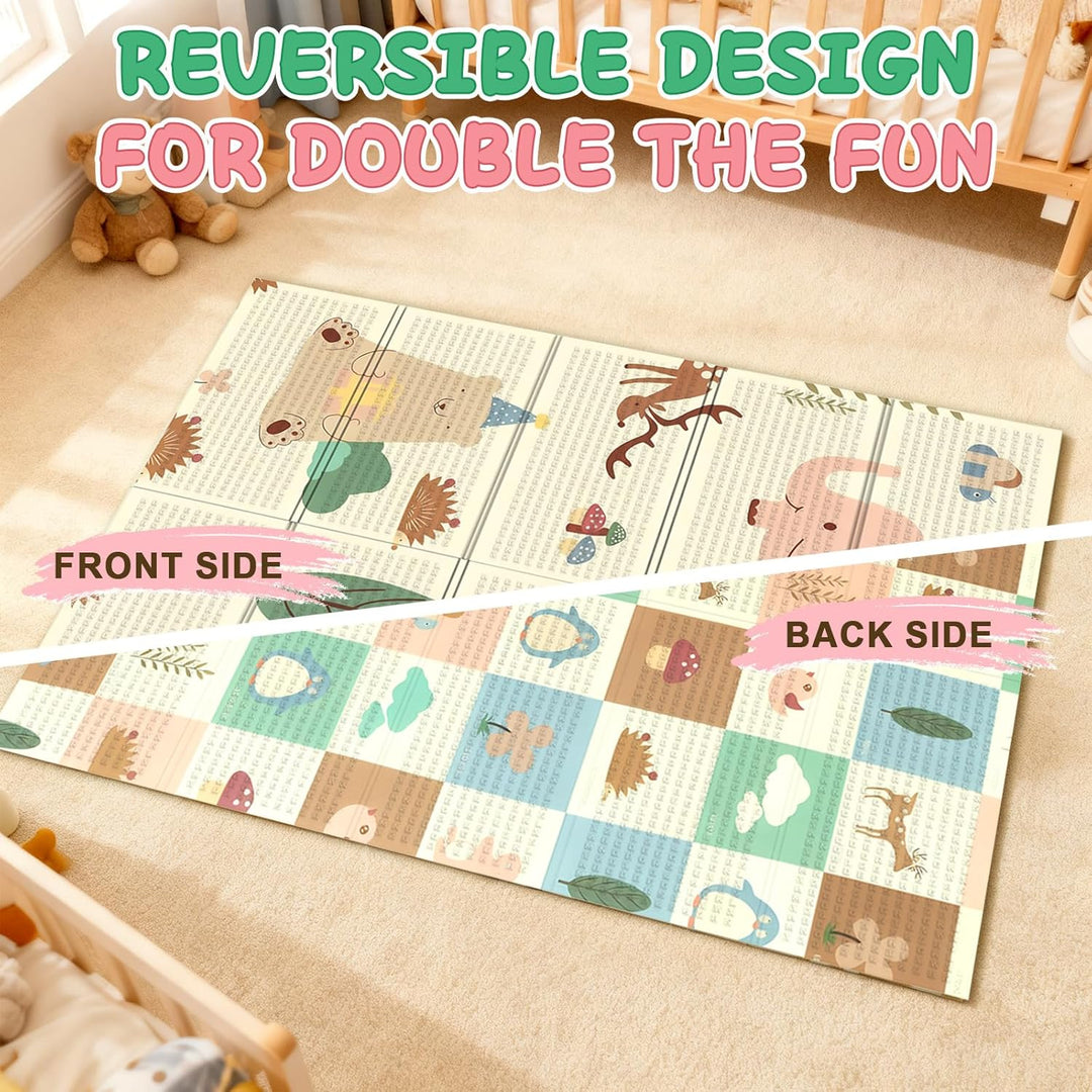 Soontrans Krabbelmatte Baby, Spielmatte Baby Faltbar, 180x120x1cm, Play Mat for Babies Doppelseitige