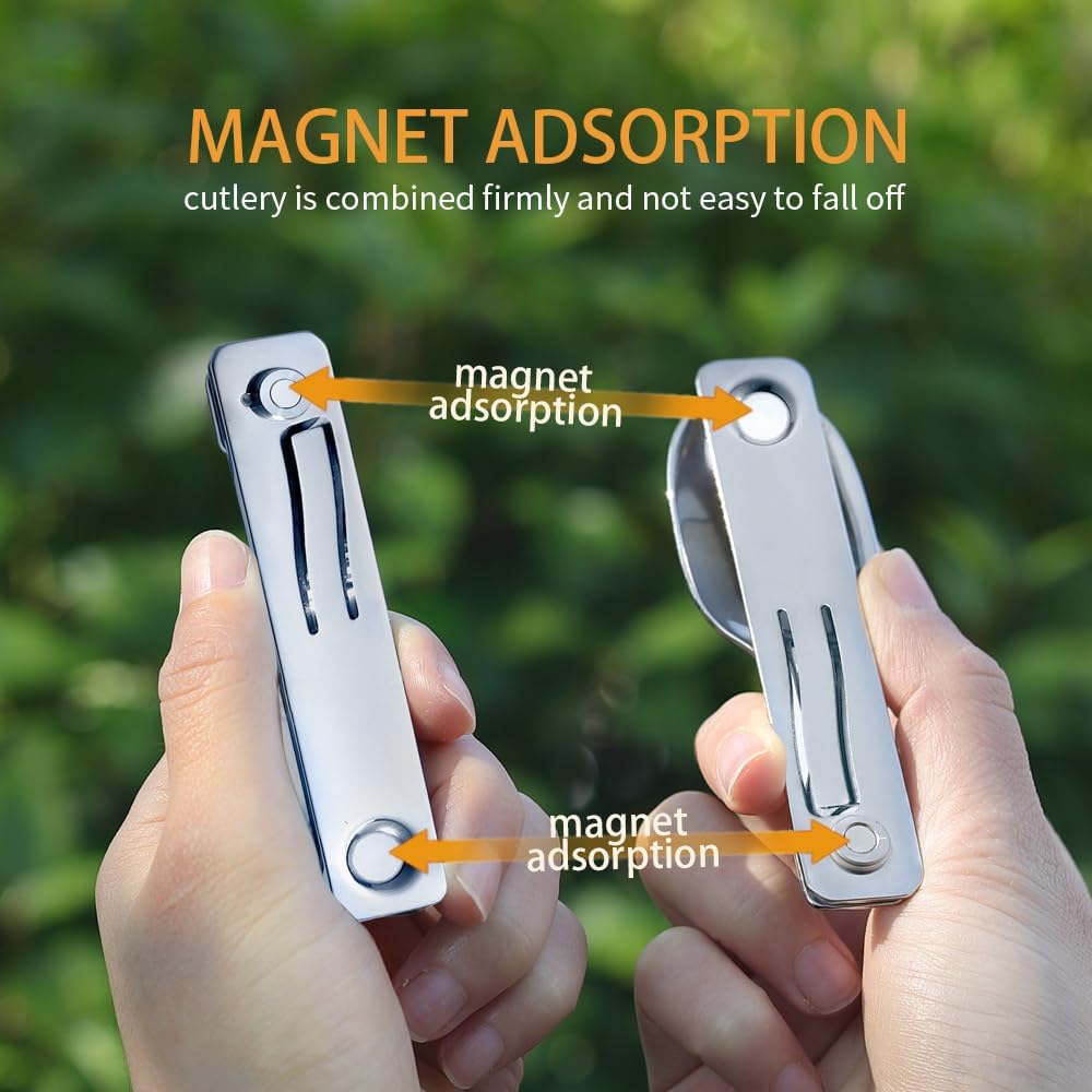 Roxon C2 Campingbesteck, 2 in 1 abnehmbares, faltbares Besteck mit Gabel und Löffel für Outdoor, Cam