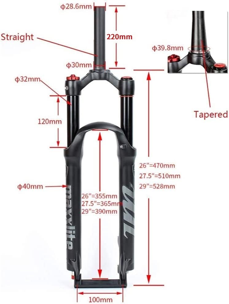 splumzer [EU Stock MTB Gabel 26 27,5 29 Zoll MTB Federgabel Federweg 100mm,1-1/8 Straight Tube/Taper