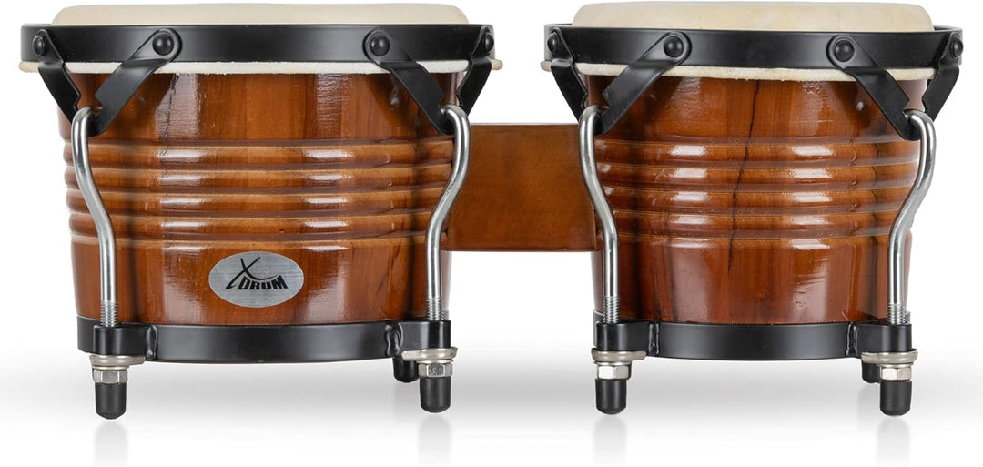 XDrum Bongos Pro Tobacco - 2 Trommeln mit 6,5" (17 cm) und 7,5" (20 cm) Durchmesser - Bongotrommeln