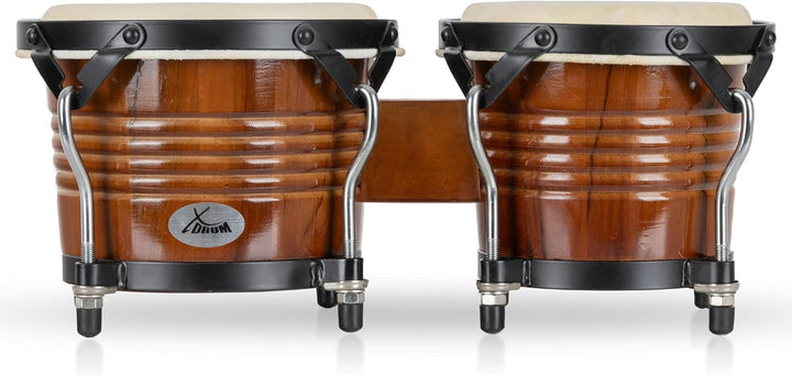 XDrum Bongos Pro Tobacco - 2 Trommeln mit 6,5" (17 cm) und 7,5" (20 cm) Durchmesser - Bongotrommeln