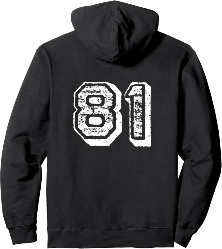 Number 81 Sports Jersey Player #81 Fan BACK PRINT Vintage Pullover Hoodie