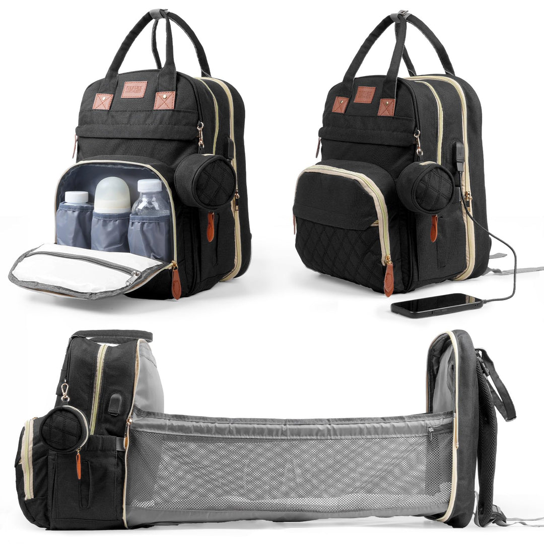 Wickeltasche Rucksack，Wickelrucksack Gross，Multifunktional Diaper Bag mit Mobiler Wickelauflage，Wass