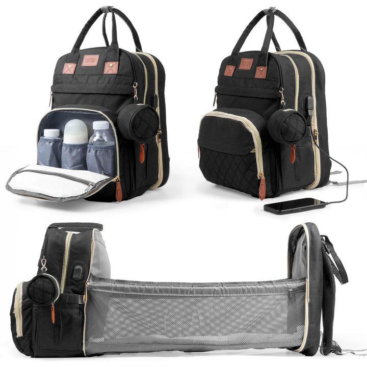Wickeltasche Rucksack，Wickelrucksack Gross，Multifunktional Diaper Bag mit Mobiler Wickelauflage，Wass
