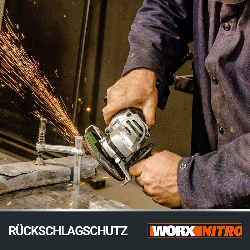 WORX WX812 NITRO Akku Winkelschleifer 20V - 125mm Scheiben-Durchmesser - 8500 U/min - leistungsstark