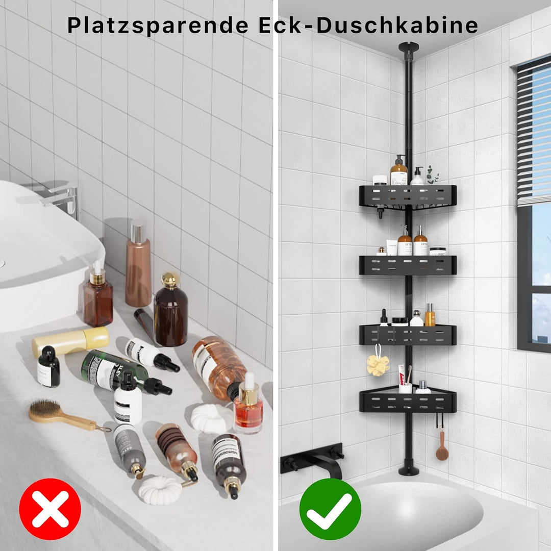 Kegii Teleskop Duschregal - Teleskopregal Bad Eckregal Dusche Duschablage Ohne Bohren Teleskopstange