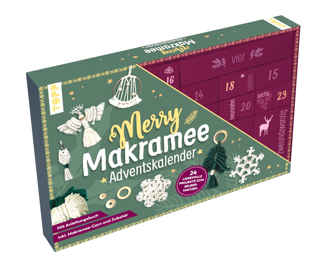 Adventskalender Merry Makramee: Material für 24 Makramee-Projekte. Mit