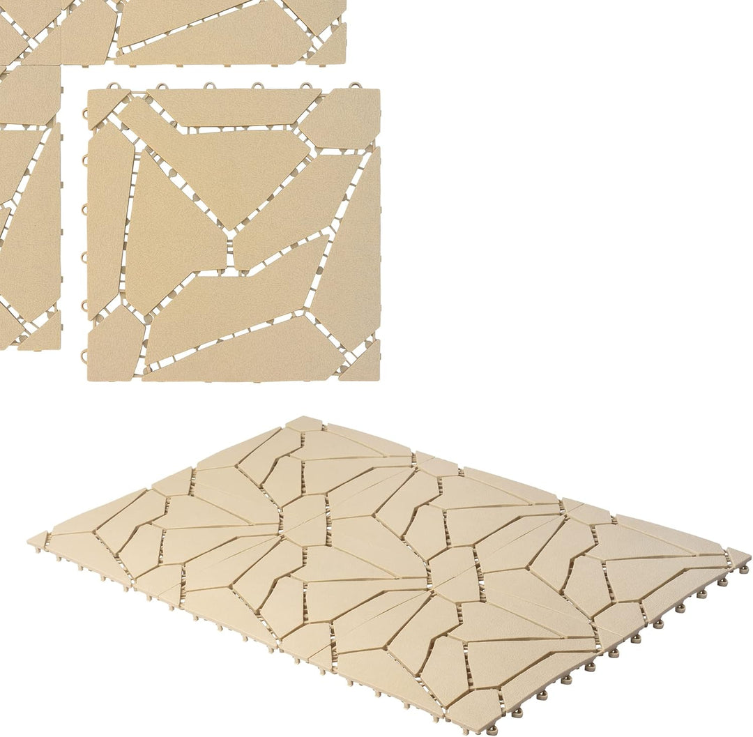 UPP Gartenplatten 30x30 cm Naturstein Optik | Wetterfester Kunststoff Bodenbelag | Klickfliesen für