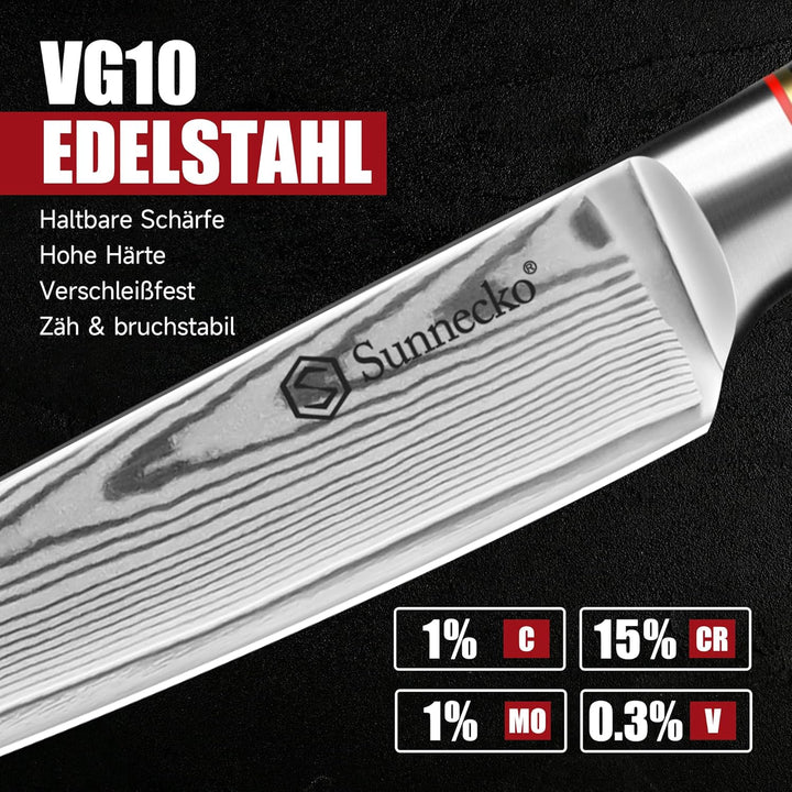Sunnecko Damast Allzweckmesser 13CM – Rostfrei Damastmesser, klein Kochmesser für Fleisch & Gemüse,