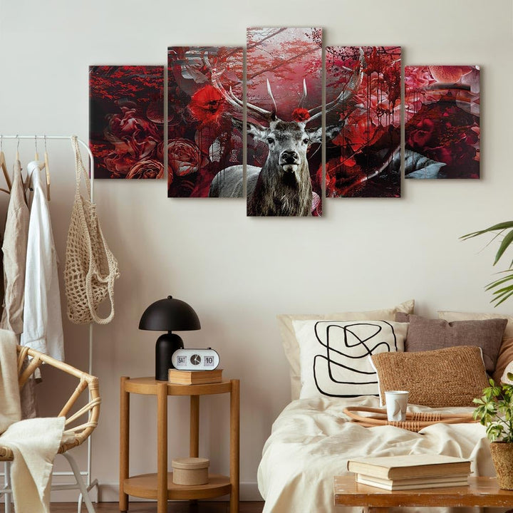 murando - Bilder Hirsch 100x50 cm Vlies Leinwandbild 5 tlg Kunstdruck modern Wandbilder XXL Wanddeko