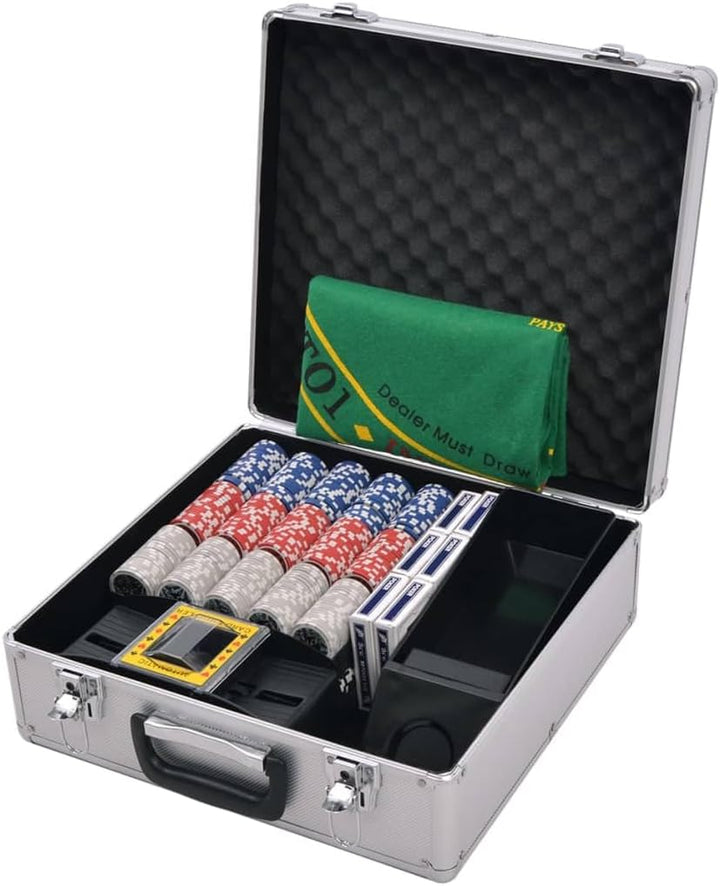 vidaXL Kombiniertes Poker/Blackjack Set mit 600 Laserchips Aluminium