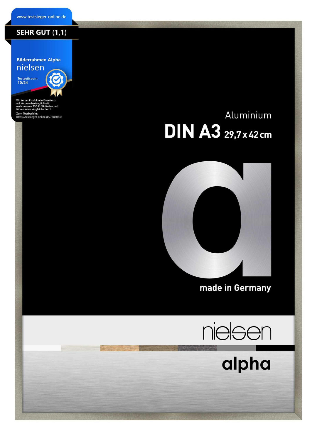 nielsen Aluminium Bilderrahmen Alpha, 29,7x42 cm (A3), Brushed Edelstahl Brushed Edelstahl 29,7 x 42