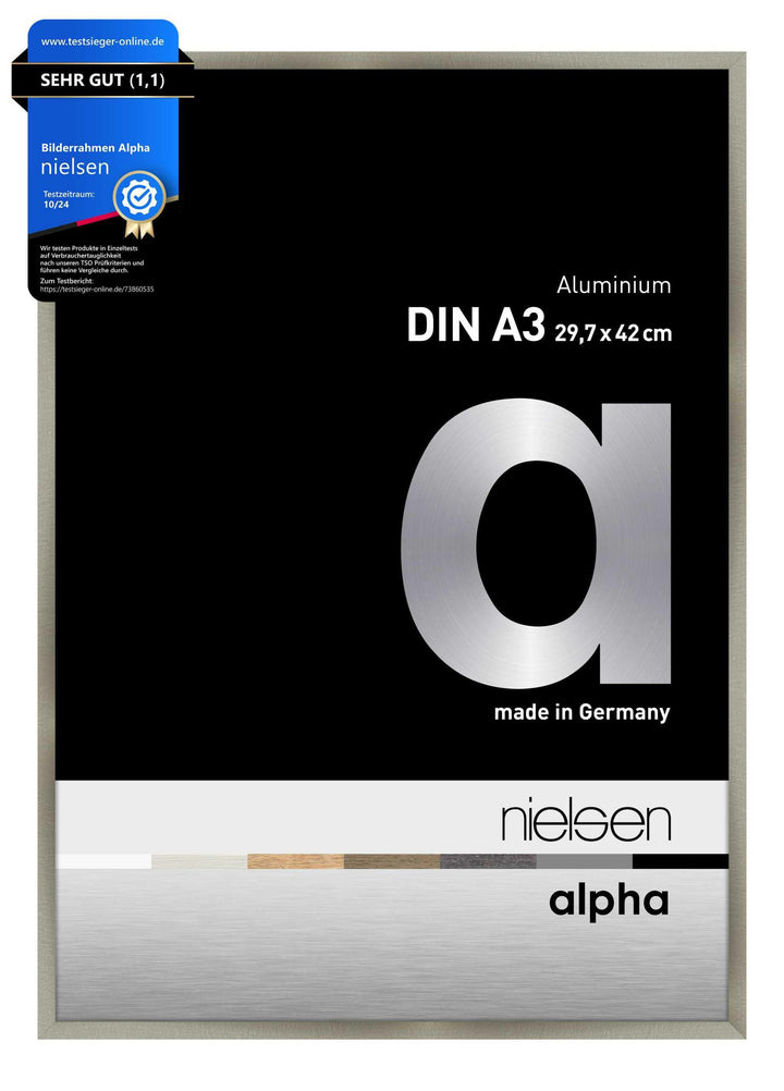 nielsen Aluminium Bilderrahmen Alpha, 29,7x42 cm (A3), Brushed Edelstahl Brushed Edelstahl 29,7 x 42