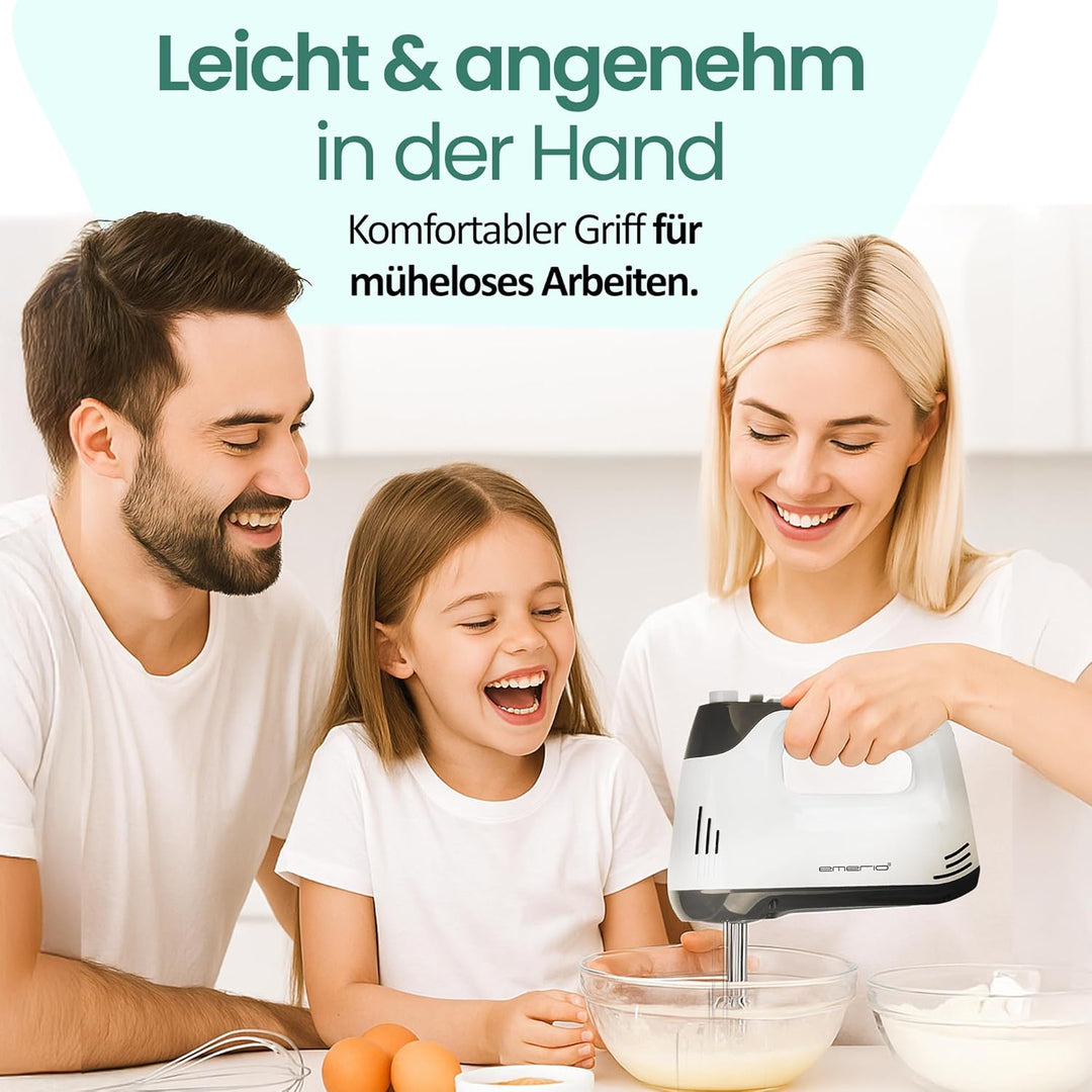 EMERIO elektrischer Handmixer Handrührer Mixer Handrührgerät mit 400 Watt 5 Geschwindigkeiten & Turb
