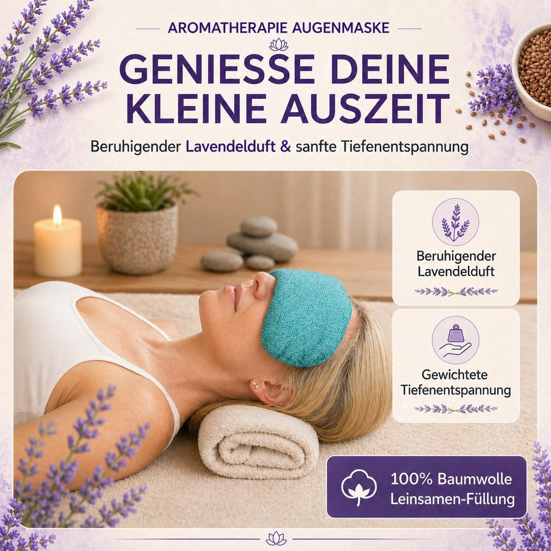 Augenkissen mit Leinsamen &amp; Lavendel Füllung I Waschbarer Baumwollbezug I Augenmaske zur Entspannung