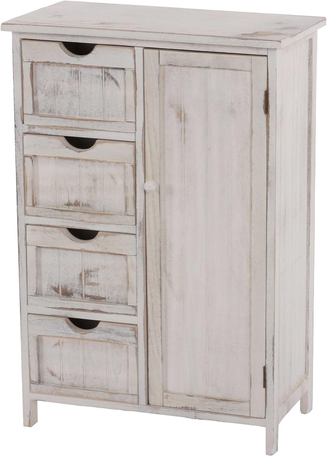Mendler Kommode HWC-D12AM, Schrank Schubladenkommode, Shabby-Look Vintage 82x55x30cm - weiss