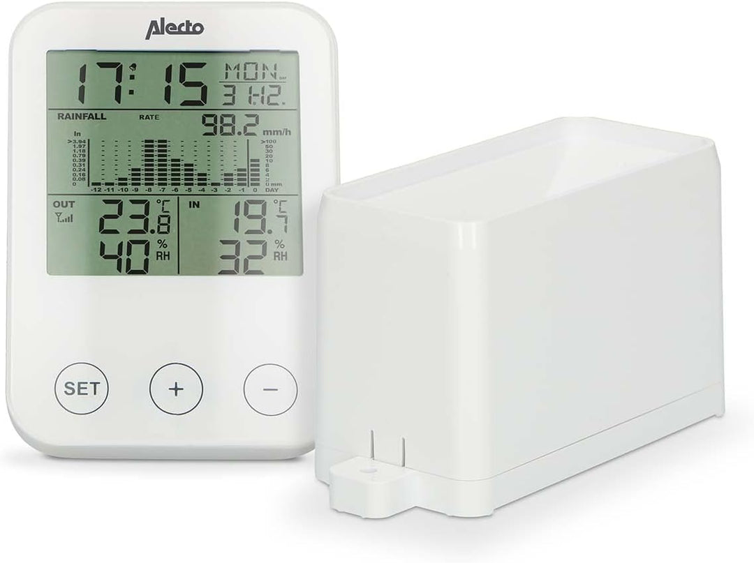 Alecto WS-1200 Wetterstation, Temperaturmessung, Luftfeuchtigkeit, Niederschlagsmessung, kabellos, b