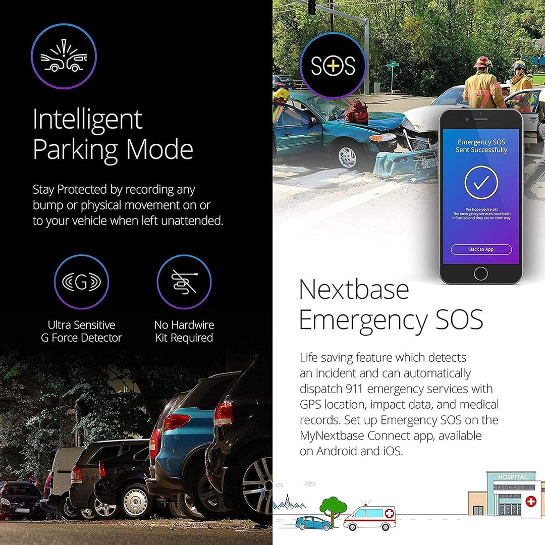 Nextbase 422GW Dashcam Auto Vorne Hinten - 280° / 360 Weitwinkel, 1440P/30fps HD WiFi 10Hz GPS Bluet