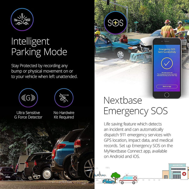 Nextbase 422GW Dashcam Auto Vorne Hinten - 280° / 360 Weitwinkel, 1440P/30fps HD WiFi 10Hz GPS Bluet