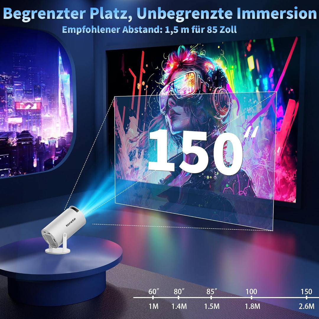 Beamer 4K Projektor Full HD 1080P【2026 Modell】 Mini Beamer mit WiFi 6 und Bluetooth 5.2, Android Tra