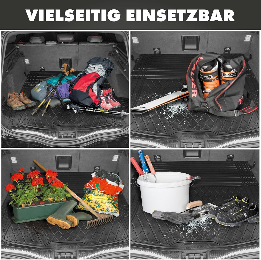 WALSER Kofferraummatte Safeguard, Grösse L 130 x 120 cm, universal zuschneidbare Gummimatte, univers