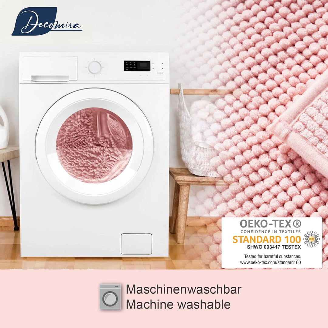 Badematte rutschfest | Als Badteppich Set kombinierbar | Badezimmer-Teppich Bad-Vorleger waschbar au