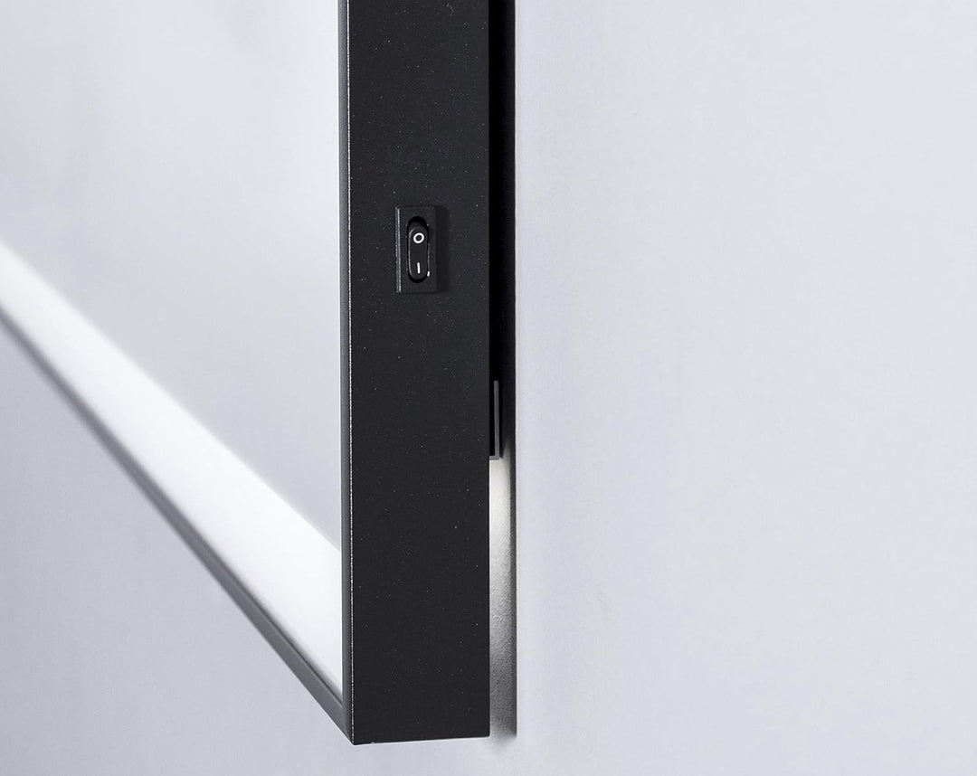 Talos Black Shine 80x60 cm Badspiegel mit Beleuchtung - LED Badezimmerspiegel mit Aluminiumrahmen in