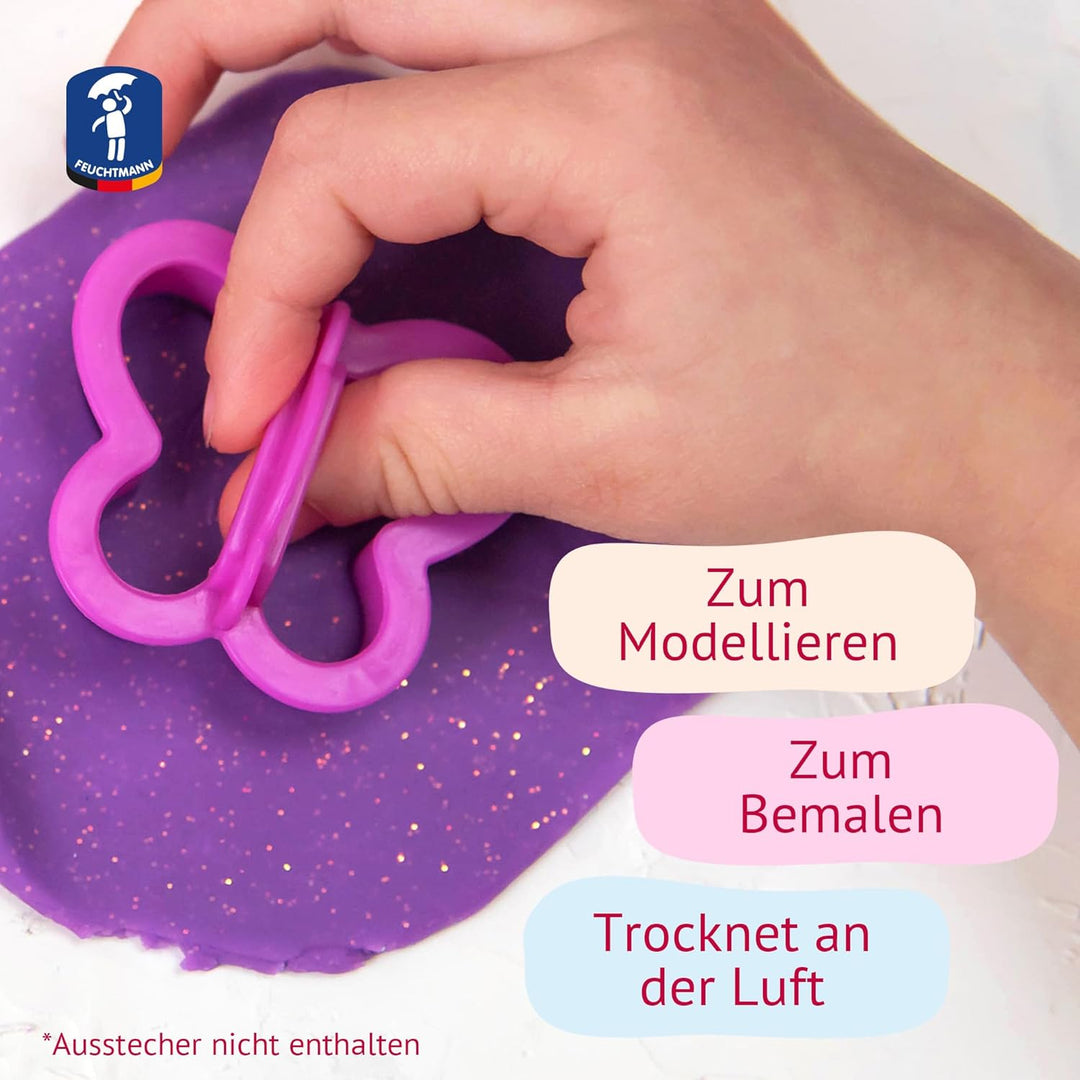 Feuchtmann MEINE LIEBLINGSKNETE Glitter Edition - Knetset 4 x 130g, vegane glutenfreie Knete, Kinder