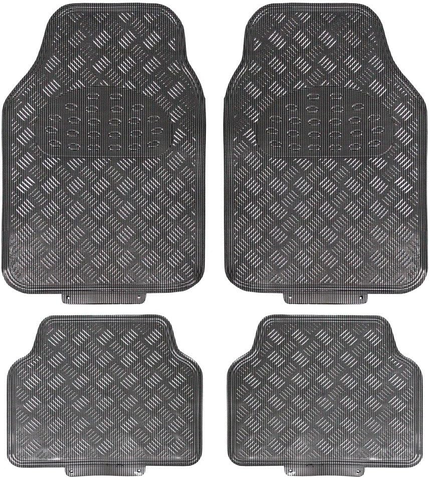 JVL 01-694 Titan Automatten-Set Metallisch mit Gummirückseite, Carbon, 4-teilig, Carbon