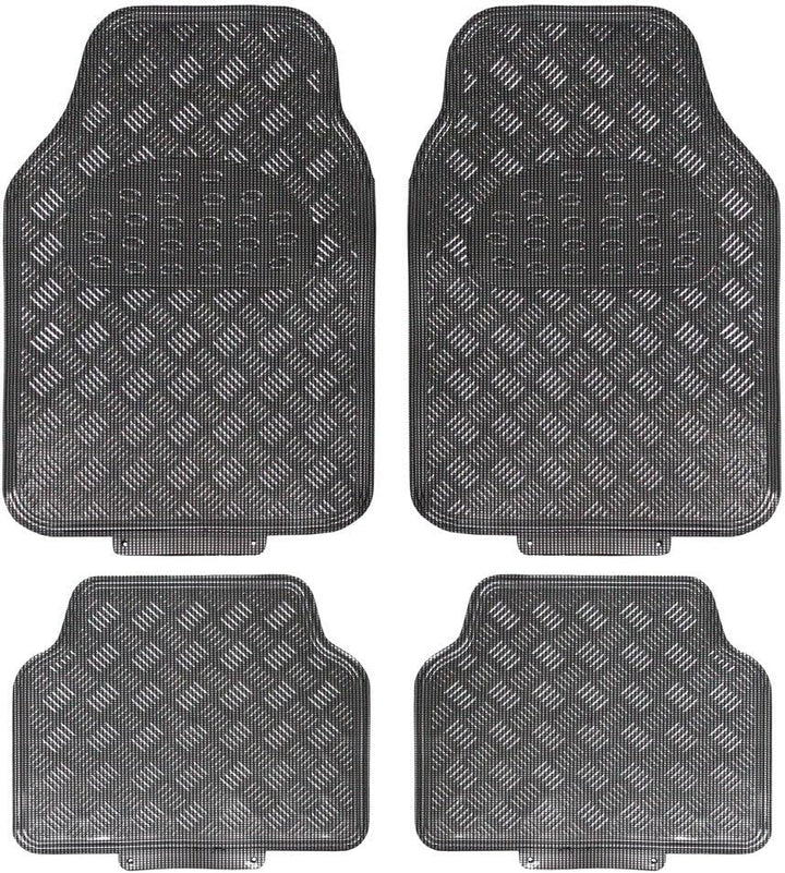 JVL 01-694 Titan Automatten-Set Metallisch mit Gummirückseite, Carbon, 4-teilig, Carbon