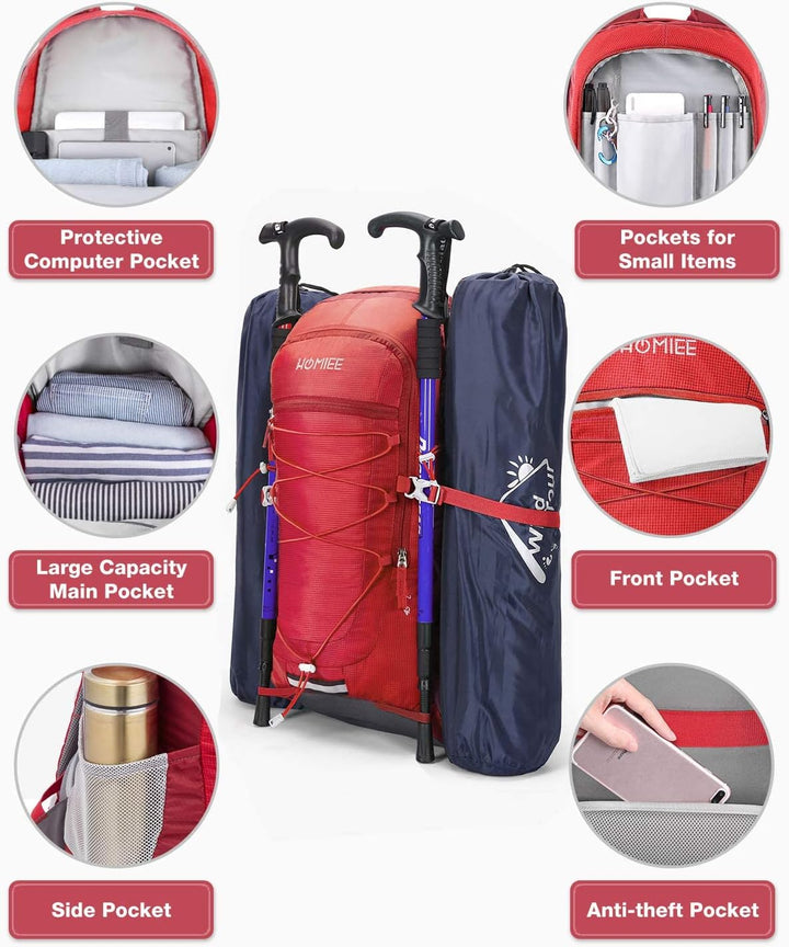 HOMIEE Wanderrucksack Herren Damen 45L Wasserdichter Rucksack Leichter Trekkingrucksack Gross Reiser