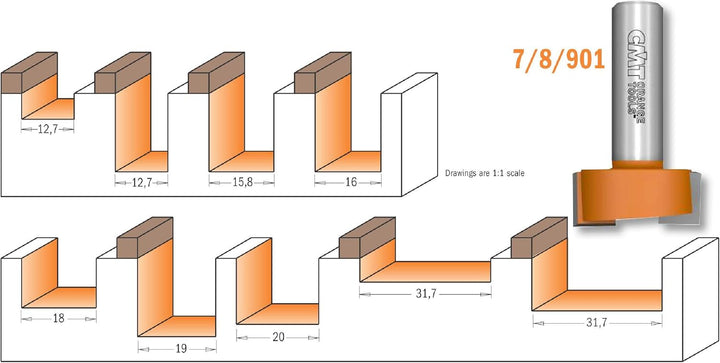 CMT Orange Tools 901.200.11 – Erdbeere für Nutfräser HM S 8 D 20 x 16