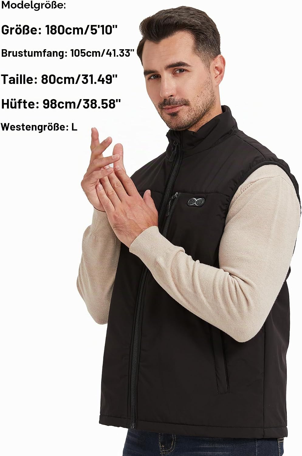 Beheizbare Weste Herren mit 3 Einstellbar Temperatur 13 Heizzonen Heizweste Damen Beheizbare Jacke M