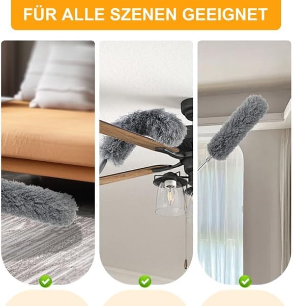 Staubwedel Teleskop 6m Set, Teleskop Fensterreiniger mit Teleskopstange 1,5–4,9m, Staubwischer Mikro