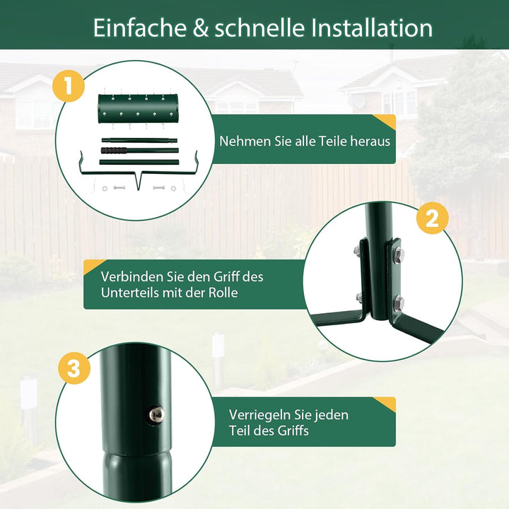 SOARS Rasenlüfter Walze, Rasenbelüfter mit 3,5cm Nägeln &amp; Stiel, Handvertikutierer befüllbar, Garten